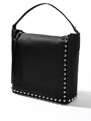 Женская сумка светло-чёрная из натуральной кожи